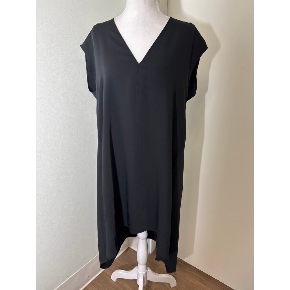 Rachel Rachel Black Sleeveless V-Neck Hi Low Hem Midi Dress Sz L